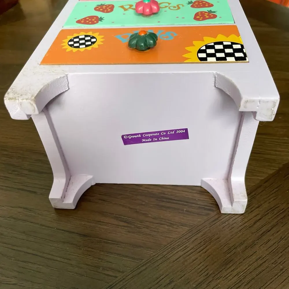 Growth Cooperate Wooden 5 Drawer Jewelry Chest Box Vtg 2000’s y2k Child READ